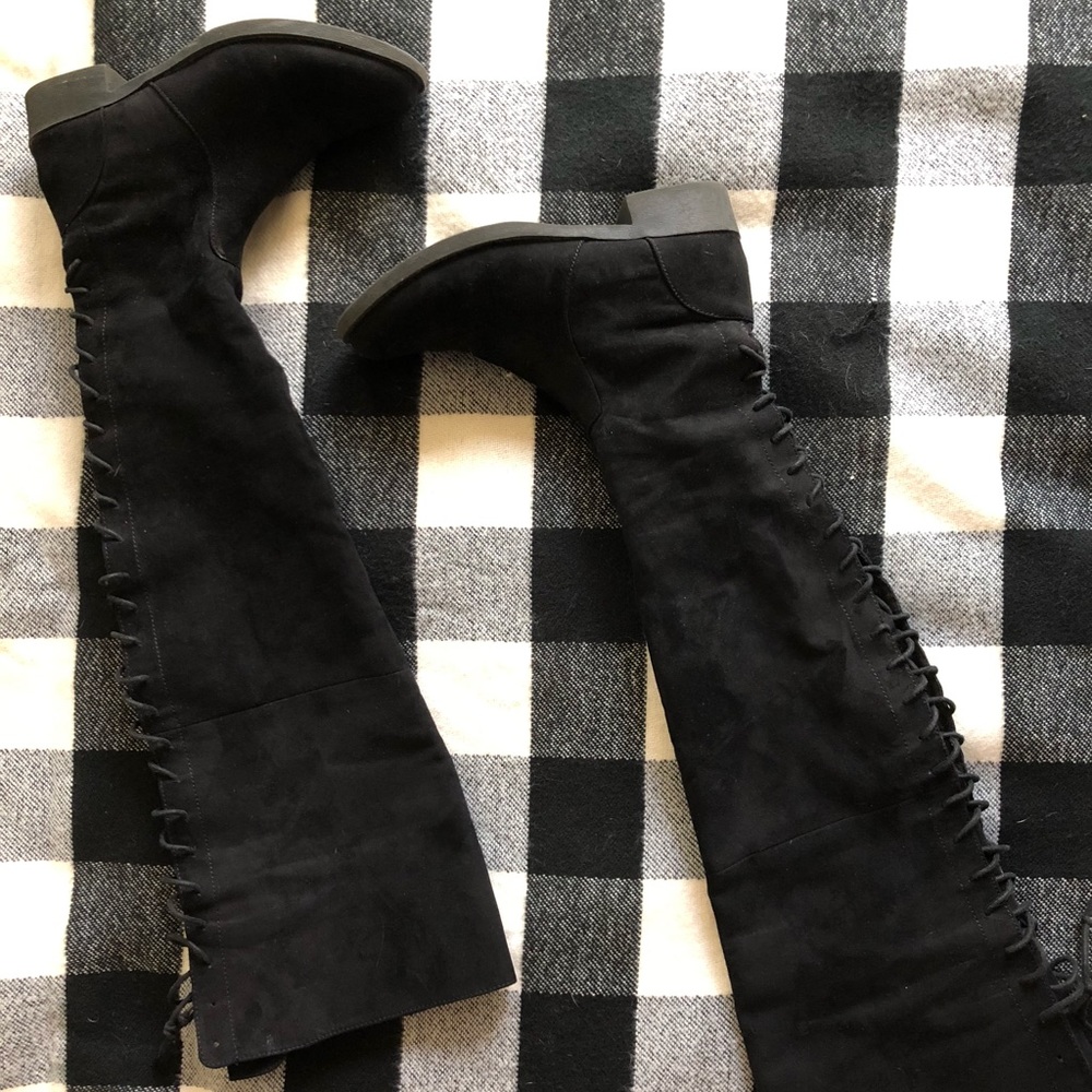 Justfab thigh high lace up boots